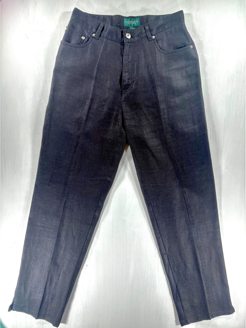 Lauren Jeans Co. Ralph Lauren Black 100% Linen Jean-Style Pants Size 6